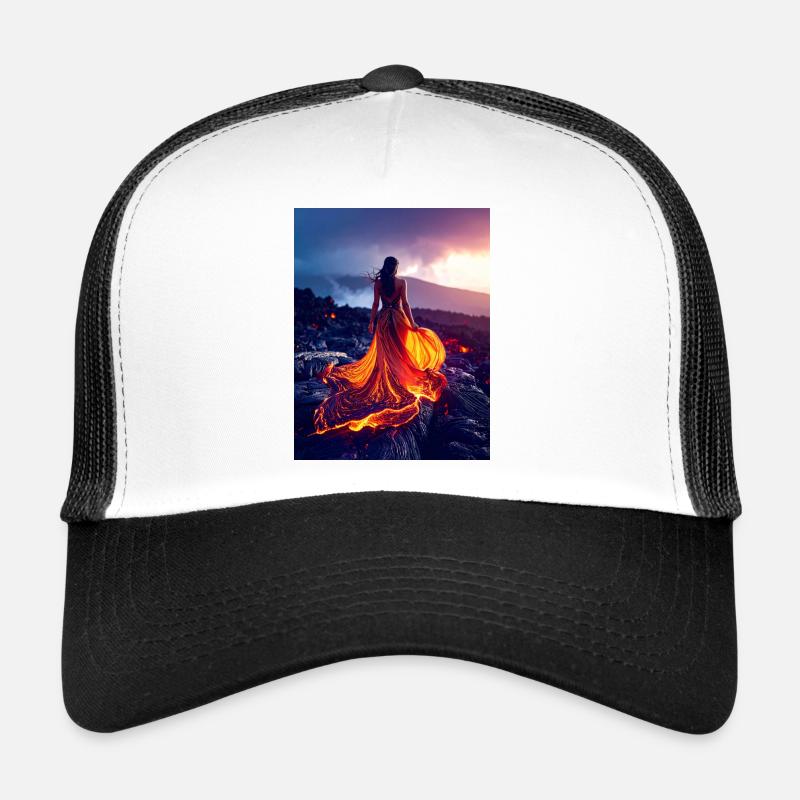 Robe semblable à du feu sur un champ de lave Casquette trucker 