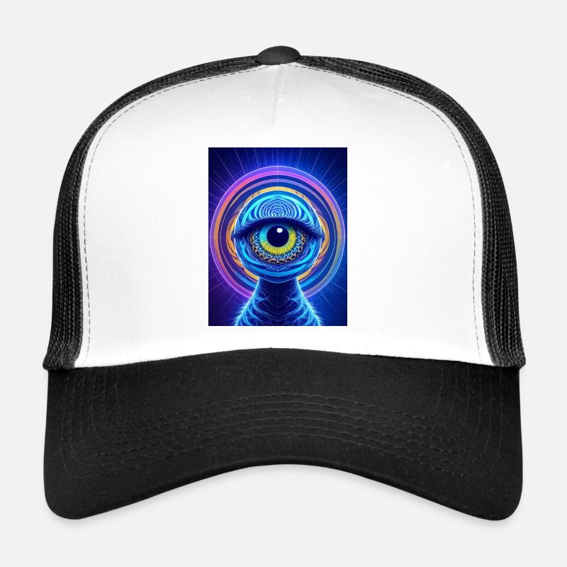 Neon Eye Ring Cosmic Hyperrealism Trucker Cap