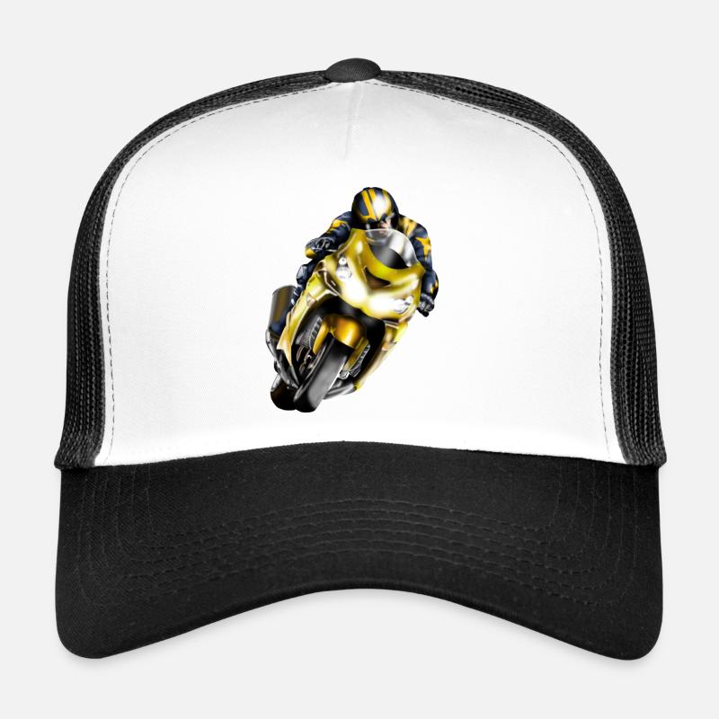 Coureur sur machine jaune Casquette trucker 