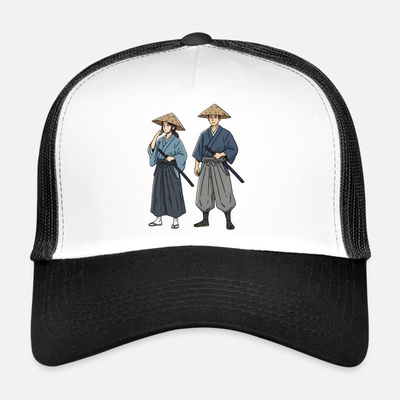 Samurai Duet in Kimono Ronin Pair Trucker Cap