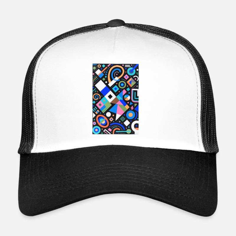 Neon Geometrie Farbmix auf Schwarz - Trucker Cap - Weiß/Schwarz