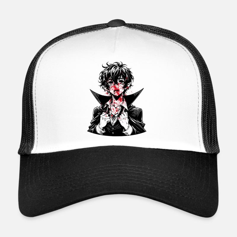 Portrait d’éclaboussures rouges - Casquette trucker - blanc/noir