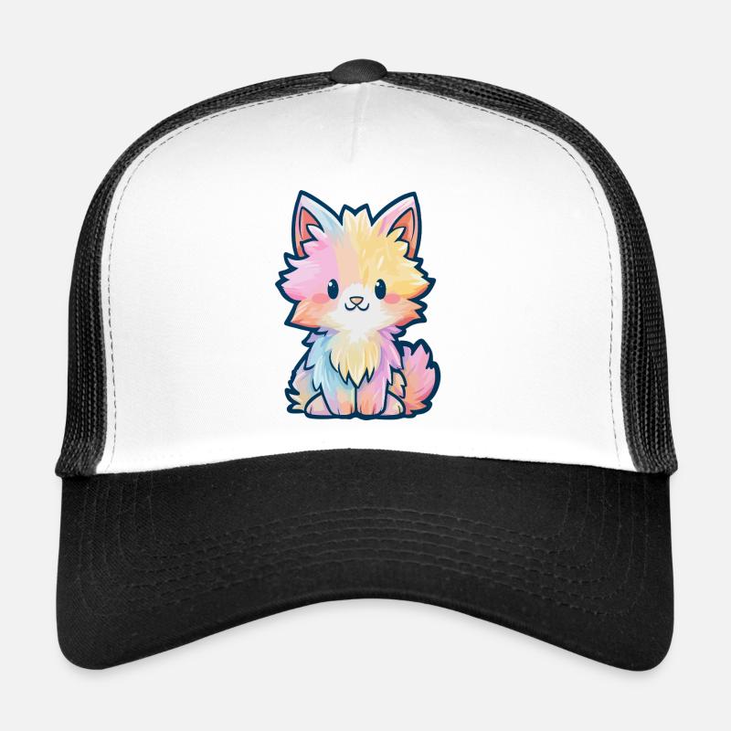 Chaton Fluff Arc-en-ciel Pastel Casquette trucker 