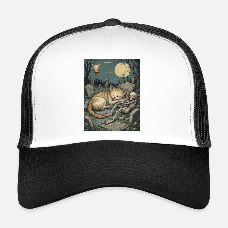 Chaton cimetière au clair de lune Casquette trucker 