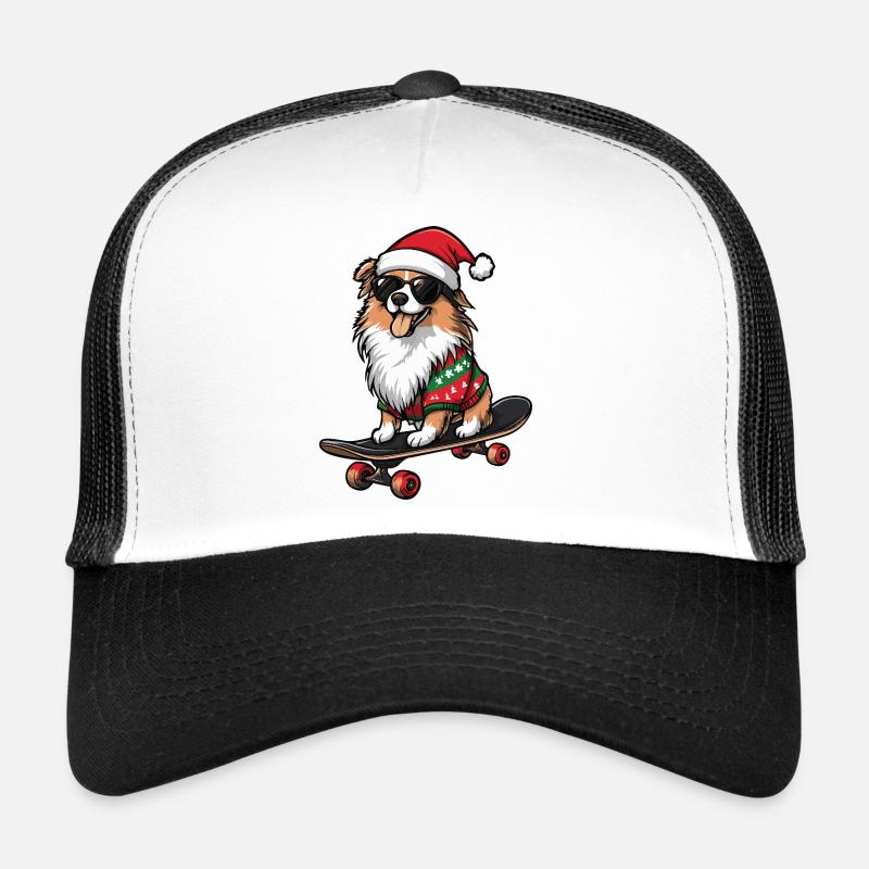 Border Collie Chien Noël Drôle Casquette trucker 