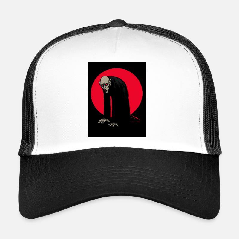 Night Vampire Nosferatu in front of red moon Trucker Cap