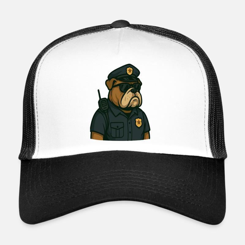 Dessin animé d’officier de police bouledogue Casquette trucker 