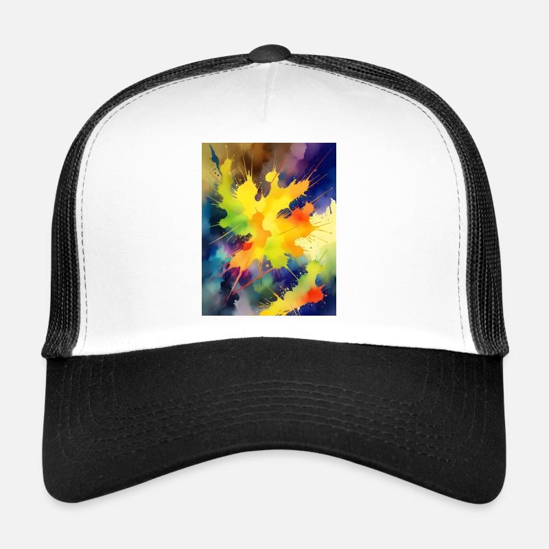 Explosion de couleur Éclaboussure abstraite - Casquette trucker  - blanc/noir