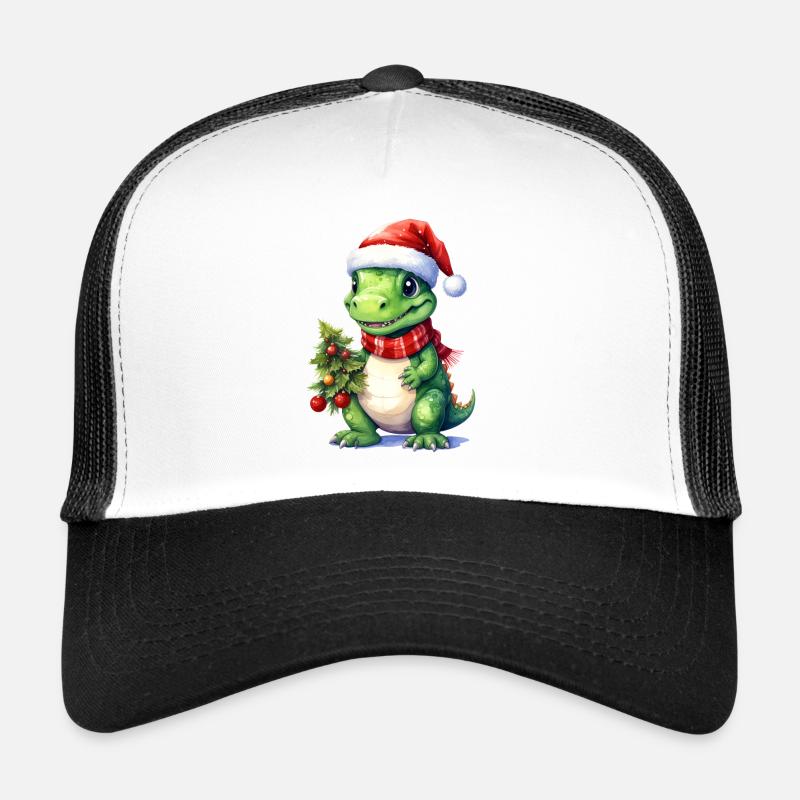 Niedlicher Dino passend zu Weihnachten - Trucker Cap - Weiß/Schwarz