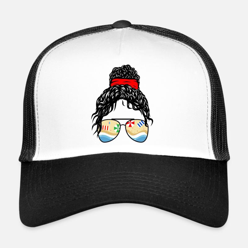 Beach Reflections Girl Summer Retro Sunglasses Art Trucker Cap