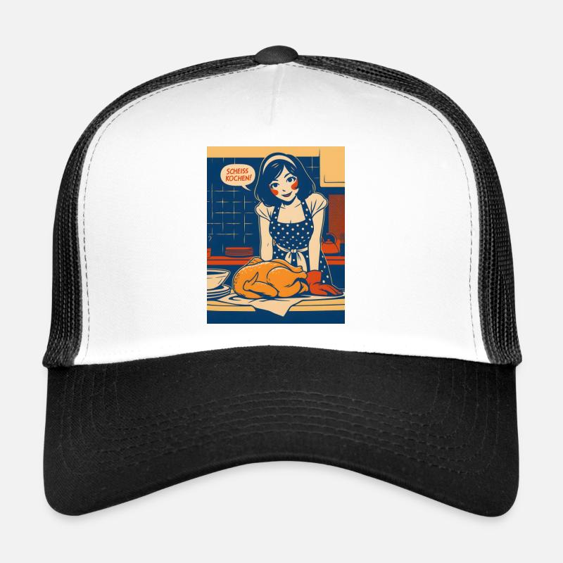 Chaos de cuisine pop art avec un dicton Casquette trucker 