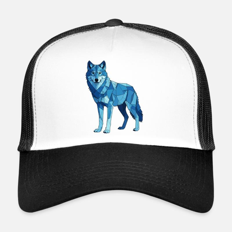 Blue polygon wolf Trucker Cap