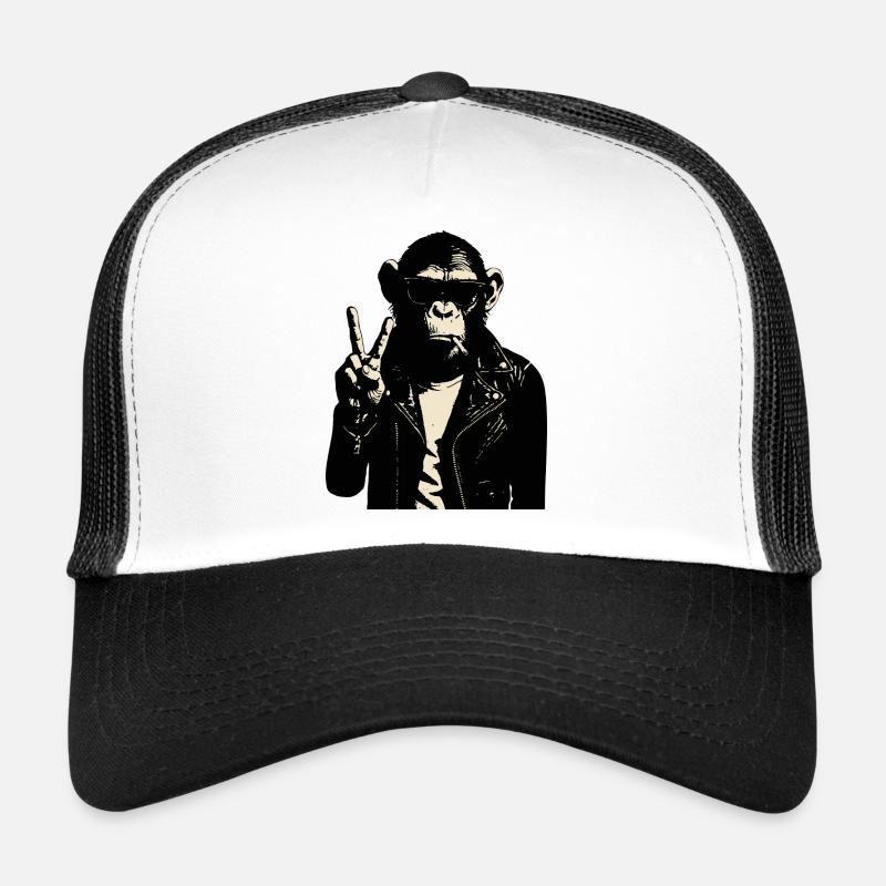 Chimp Rebel Peace Sign Leather - Trucker Cap - white/black