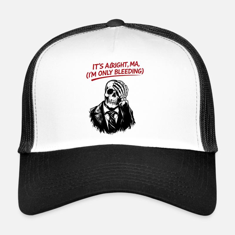 Squelette en costume avec texte rouge Casquette trucker 