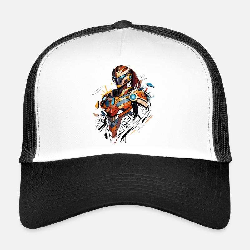 Futuristic sci-fi heroine in comic book style Trucker Cap