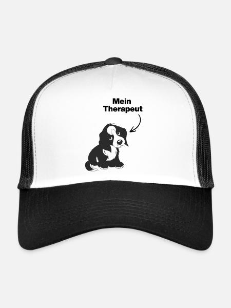 MY DOG IS MY THERAPIST! 🐶 DOGLOVER SOUL - Trucker Cap - white/black - Front