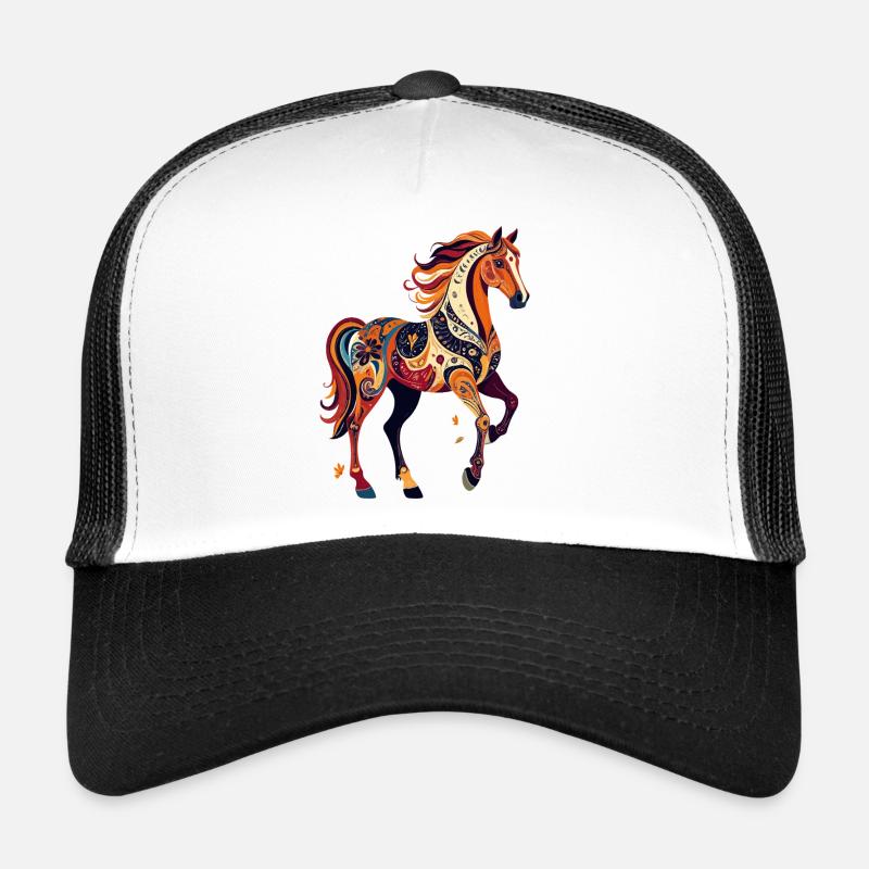 Ornamentpferd bunte Muster abstrakte Pferde Grafik Trucker Cap