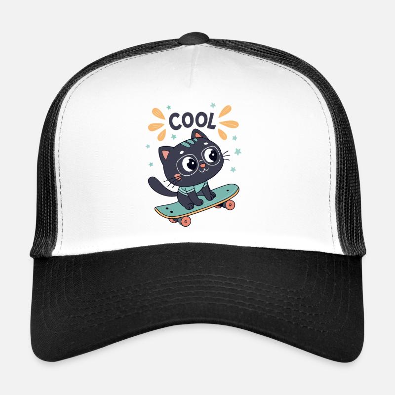 Chic skater cat on board Trucker Cap