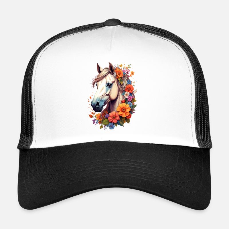 Cheval encadré de fleurs Casquette trucker 