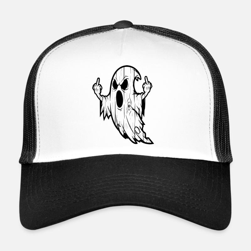 Ghost with Middle Finger Gesture Trucker Cap