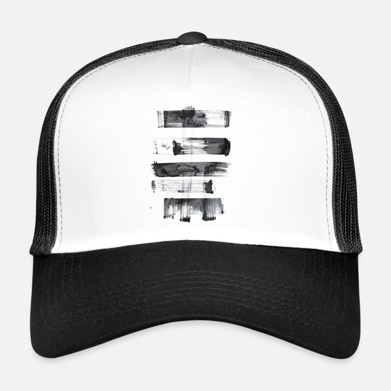 Black and white brush strokes - Trucker Cap - white/black