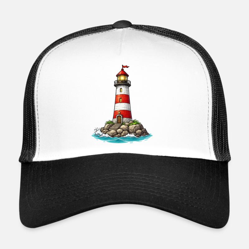 Leuchtturm mit roten Streifen Trucker Cap