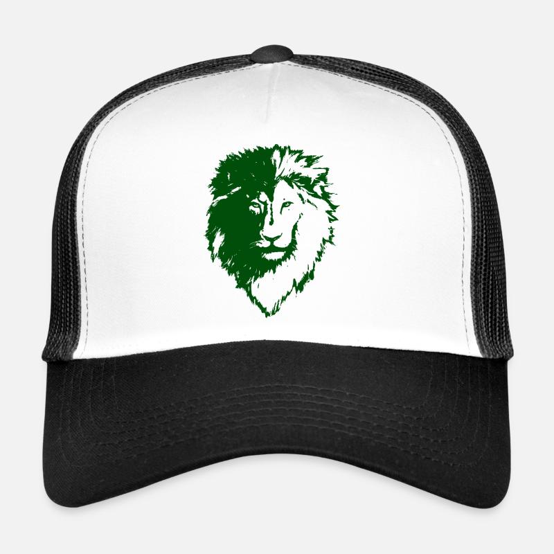 Grüne Löwe Silhouette - Trucker Cap - Weiß/Schwarz