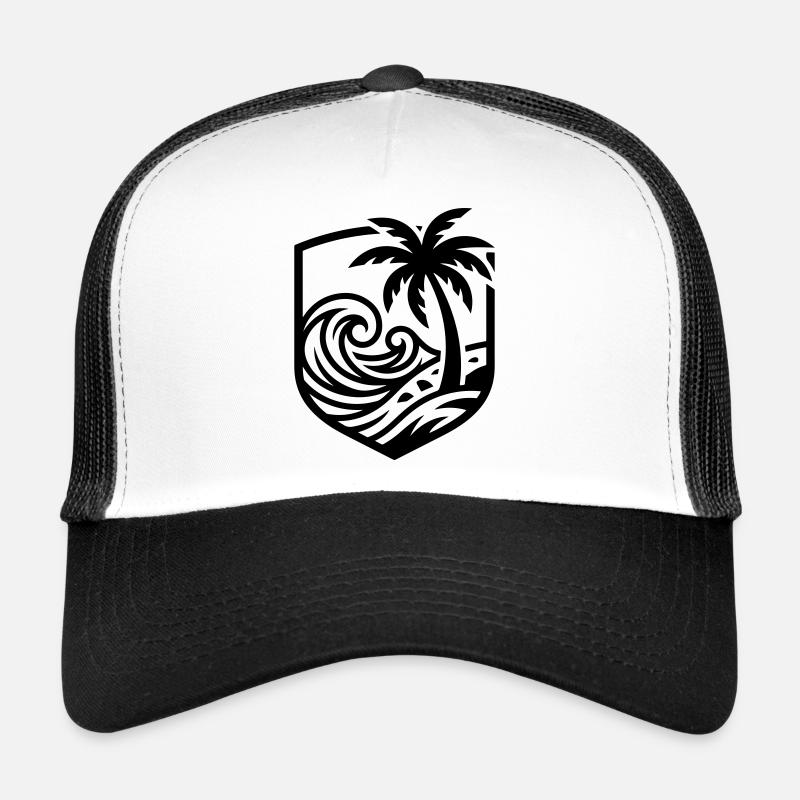 Palm Trees Beach Ocean Trucker Cap