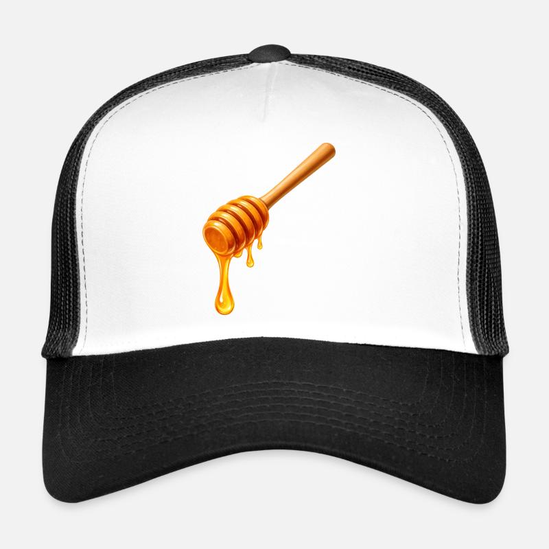 Honey spoon with dripping honey illustration Trucker Cap
