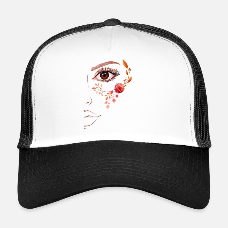 Boho Line Art Floral Design Trucker Cap