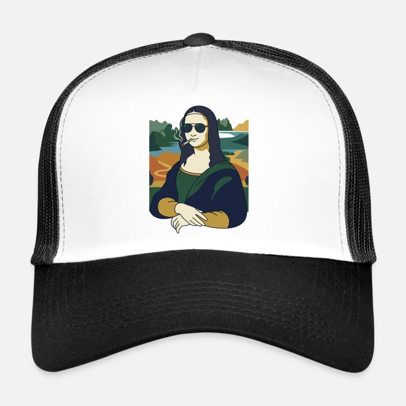 Mona Lisa smokes funny art Trucker Cap