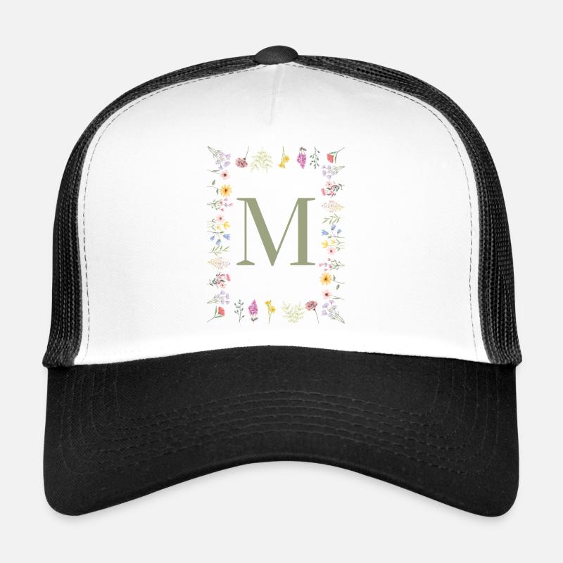 Initial M Floral Monogram Trucker Cap