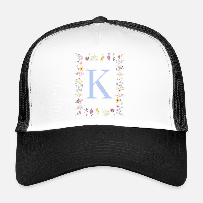 Feminine Flower Monogram K Trucker Cap
