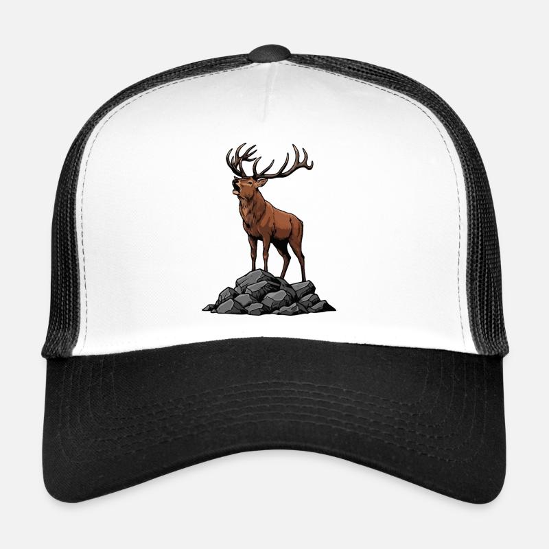Majestic Deer Powerful Rutting Wilderness - Trucker Cap - white/black