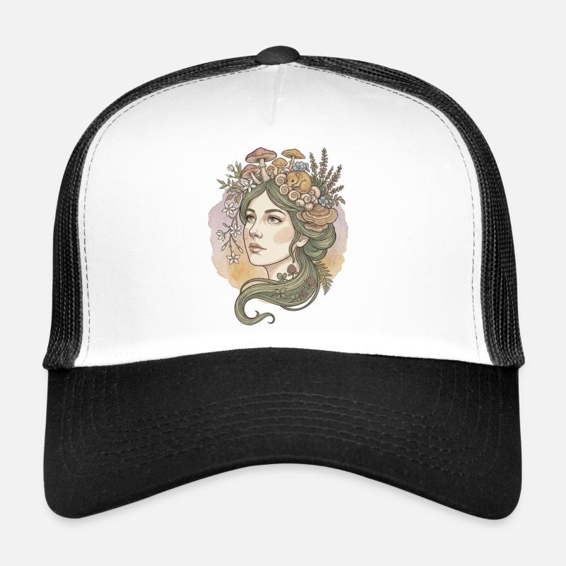 Déesse des champignons et des fleurs Casquette trucker 