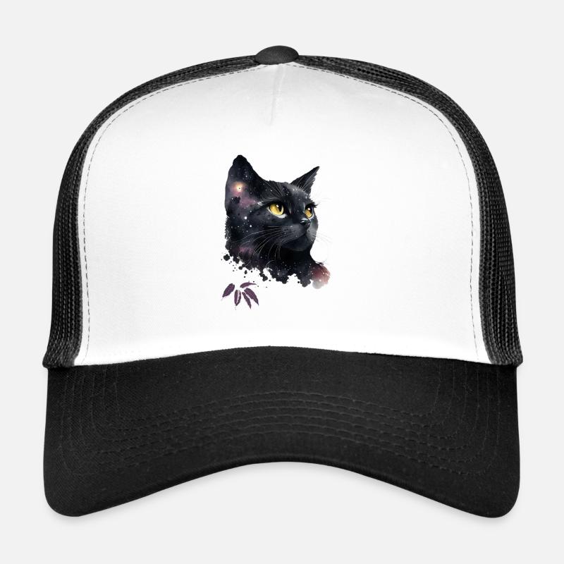 Galactic Cat in the Night - Trucker Cap - white/black