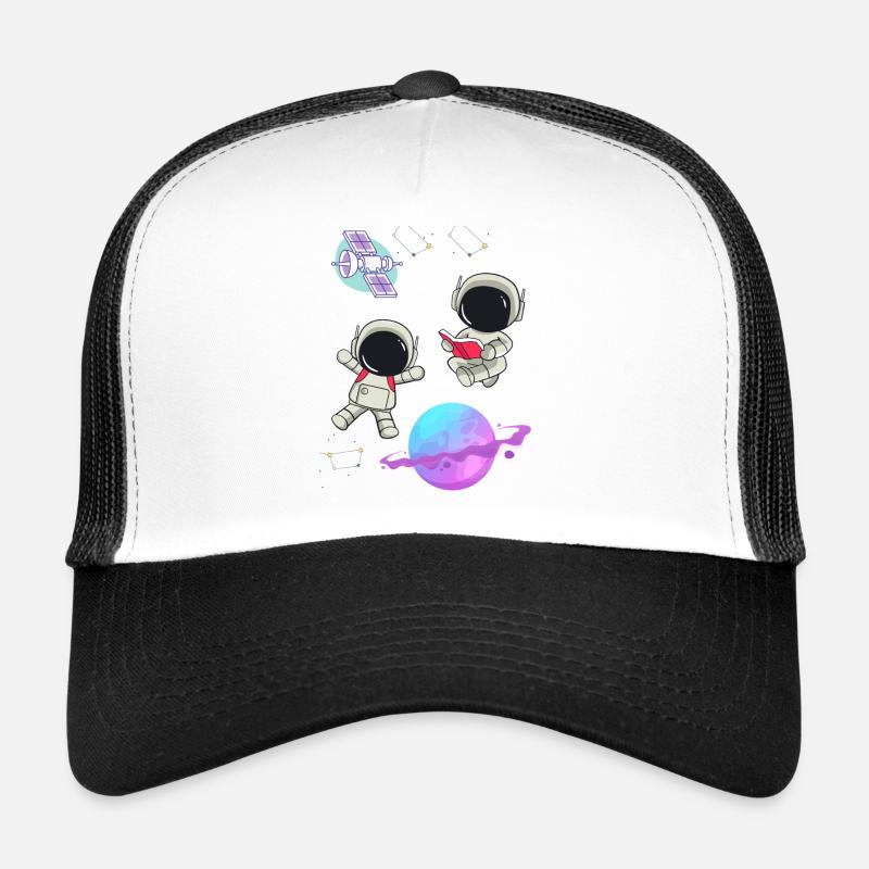 Bunte Astronauten im Orbit - Trucker Cap - Weiß/Schwarz