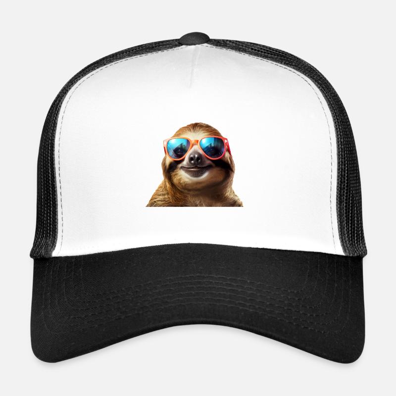 Faultier Sonnenbrille - Trucker Cap - Weiß/Schwarz