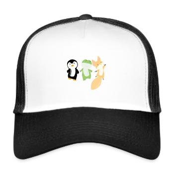 Frosch Pinguin Fuchs lustige Tiere für Kinder süß - Trucker Cap - Weiß/Schwarz - Vorne