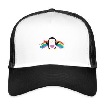 Penguin rainbow sweet heart gift for children - Trucker Cap - white/black - Front