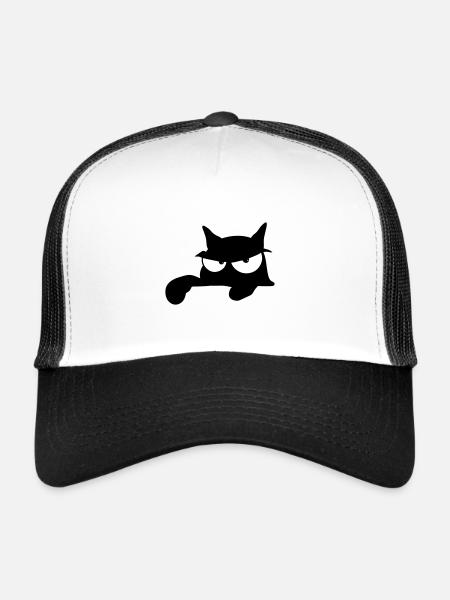 Chat noir 14 chat - Casquette trucker  - blanc/noir - Devant