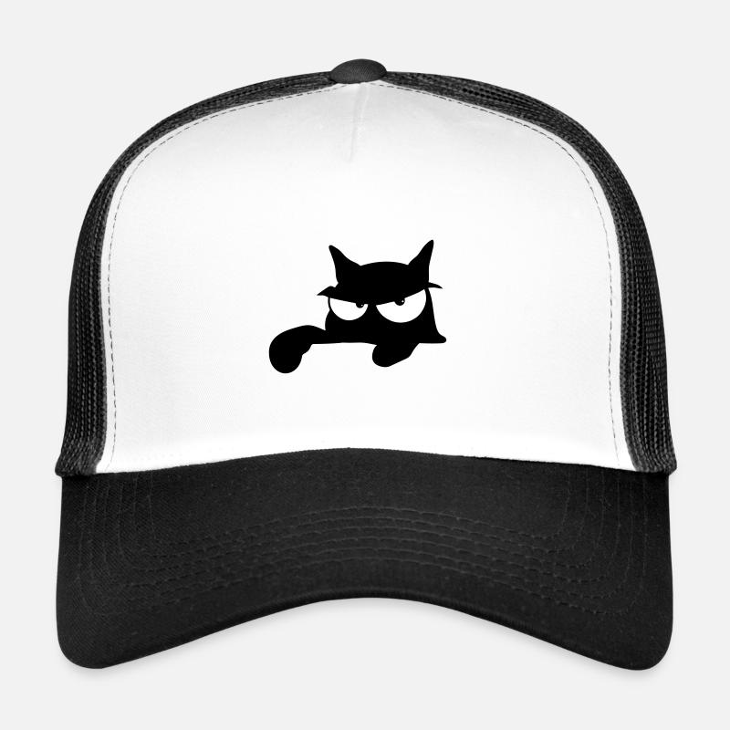 Black Cat 14 Katze - Trucker Cap - Weiß/Schwarz
