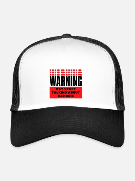Warning may start talking about camogie. - Trucker Cap - white/black - Front