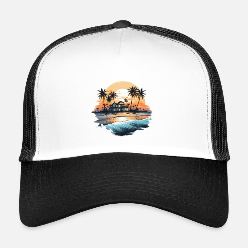 Ocean vibes, beach vibes, sunset on the beach, oce - Trucker Cap - white/black