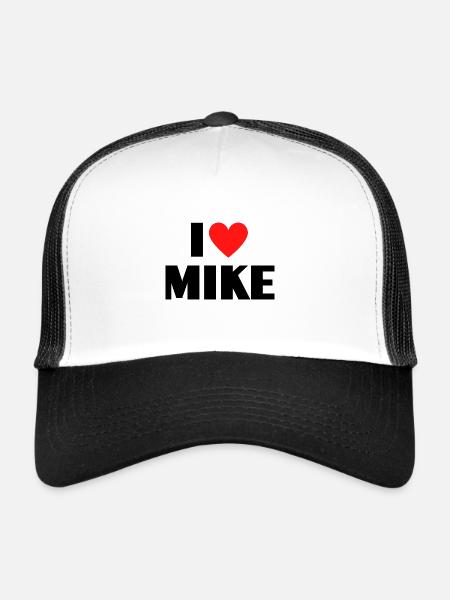 I Love Mike Red Heart Love Fan Gift - Casquette trucker  - blanc/noir - Devant
