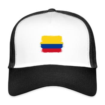 Drapeau Colombie Drapeau colombien vintage - Casquette trucker  - blanc/noir - Devant