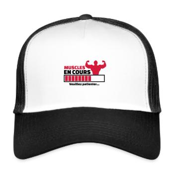muscles en cours - Casquette trucker  - blanc/noir - Devant