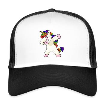 Licorne licorne tamponnant T-shirt - Casquette trucker  - blanc/noir - Devant