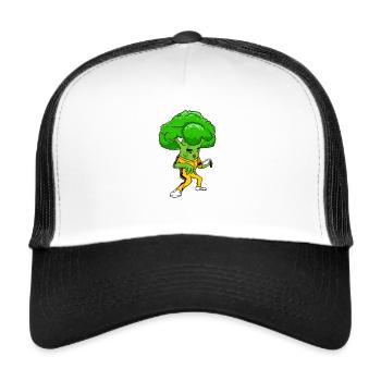 Broccolee Martial Arts Fun Karate Broccoli Shirt - Trucker Cap - Weiß/Schwarz - Vorne