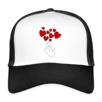 Kpop hand with heart gesture and heart gift - Trucker Cap - white/black - Front